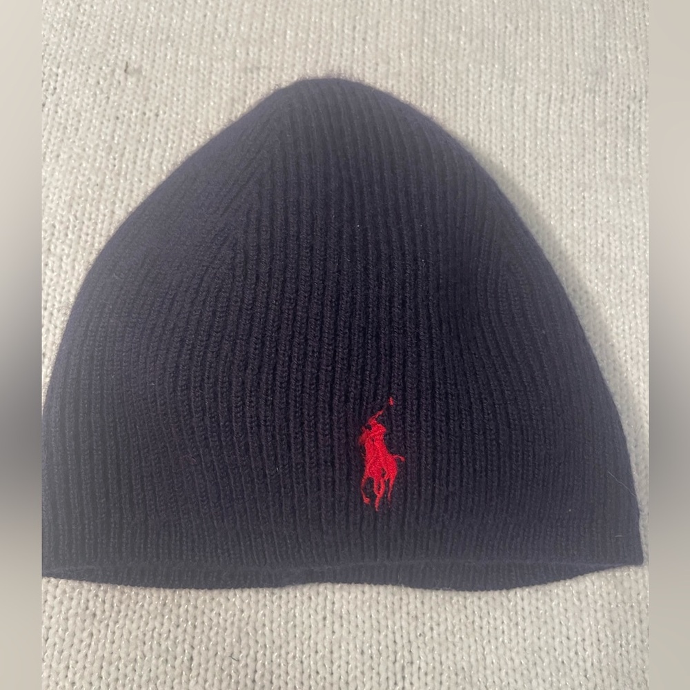 Ralph Lauren kids navy Hat with Red Emblem kids bonnet